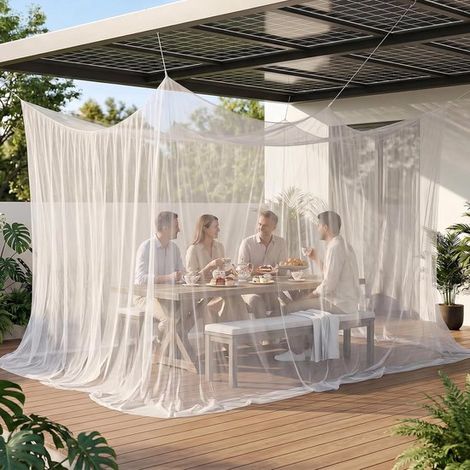 Moskitonetz für den Außenbereich Gartenmoskitonetz Großes Campingmoskitonetz Moskitoschutznetz für Terrasse und Picknick 300 x 300 x 250 cm Weiß (1/5)