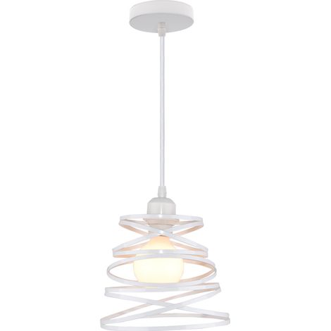 Vintage Metallkäfig Pendelleuchte E27, weiße Retro Industrie Pendellampe