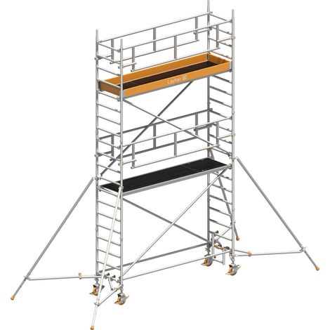Layher Rollgerüst Uni Standard P2 Safety Plus mit Doppelgeländer und Gerüststützen 6,20m AH (1/3)