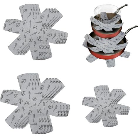 Topfschutz, 12 Stück Filz-Topfschoner, Topf- und Pfannenschutz, Kratzfeste Topfschoner, 3 Größen (38/35/26 cm)