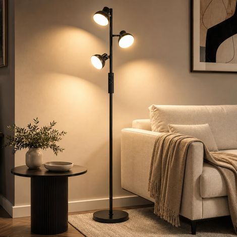 Lampadaire LED Salon 36W Dimmable, 3 Têtes Orientables, FL08 (1/5)
