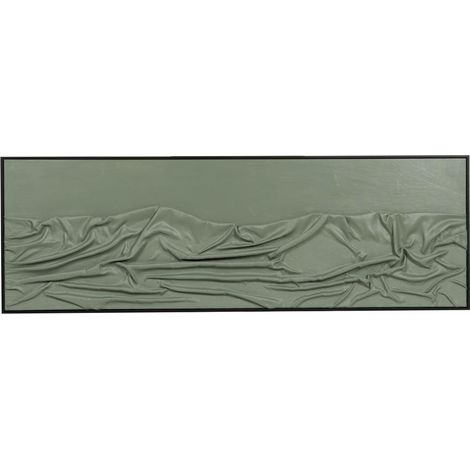 Amadeus - Toile drapée en relief kaki cadre noir 50x150 cm