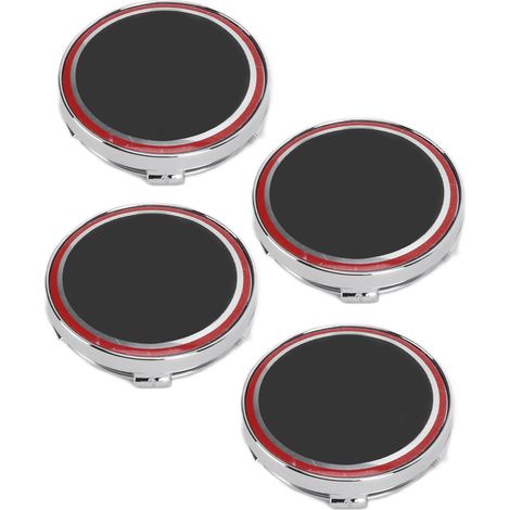 Lot de 4 cache-moyeux de roue de voiture étanches en alliage d'aluminium, protection contre les rayures, pour Fiat 500 (noir et rouge) (1/5)
