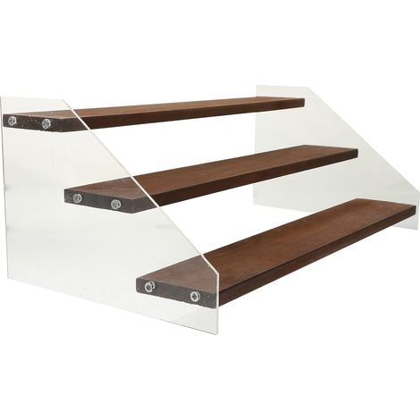 Présentoir Bois Acrylique à 3 Niveaux Stable et Réutilisable pour Figurines et Statuettes, Étagère Transparente Élégante pour Exposition et Rangement (1/5)