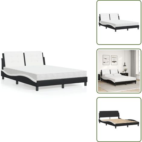 Cuscino testiera - vidaXL Giroletto senza Materasso Zadar Nero e Bianco 120x200 cm in Similpelle - Similpelle