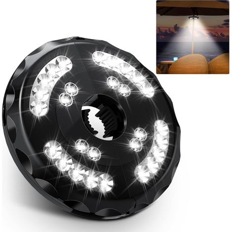 EASYCOMFORT Lampe de Parasol Rechargeable - 28 Lumières de Parasol LED - 2 Modes de Luminosité - Réglable (Lumière Blanche) (1/5)