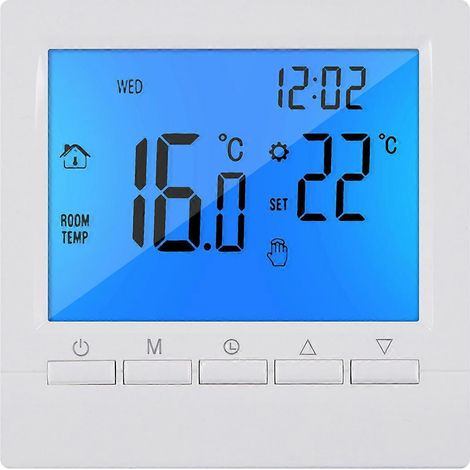 Thermostat numérique programmable 3A pour chauffage domestique, rétroéclairage bleu -- (1/5)