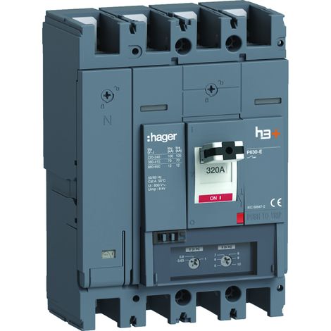 Disjoncteur h3+ P630 TM 4x320A 70kA - HAGER HEW321DR