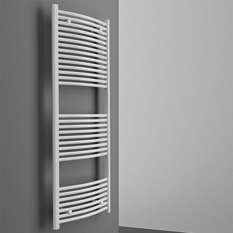 Termoarredo Scaldasalviette SAN REMO curvo - Acciaio BIANCO 1420 x 450 mm - Interasse 400 mm (1/4)