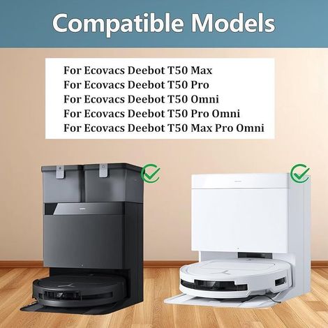 Set mit 10 Zubehörteilen für Ecovacs Deebot T50 Max / T50 Pro / T50 Omni / T50 Pro Omni / T50 Max Pro Staubsauger, inklusive 4 Wischpads und 6 Staubbeuteln (1/5)