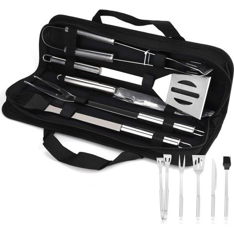 5Pcs Ustensiles Barbecue,Kit Barbecue Outil de Barbecue en Acier Inoxydable, Accessoire Barbecue, Ustensiles pour Barbecue, Accessoires Barbecue pour Jardin, Extérieur, Randonnée, Grillades (1/5)