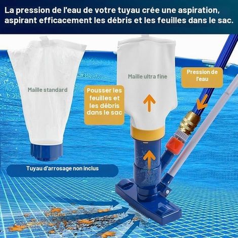 POOLAZA Double Mesh Pool Vacuum Cleaner with Aluminium Bar 142 cm