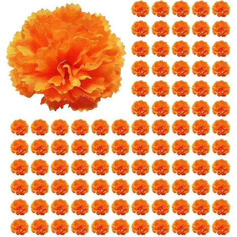 Cabezas de flores de caléndula sueltas, 800 piezas de cabezas de flores artificiales para guirnaldas, flores de caléndula de seda artificial, color naranja.
