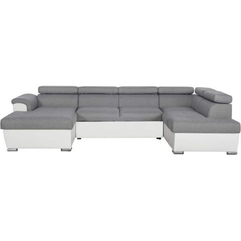 Canapé Panoramique Convertible "2 Coffres" 320,5cm Gris & Blanc (1/5)