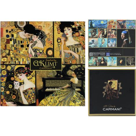 Carmani, posavasos de cristal aprox. 11,5 x 11,5 cm - Gustav Klimt/collage (1/5)