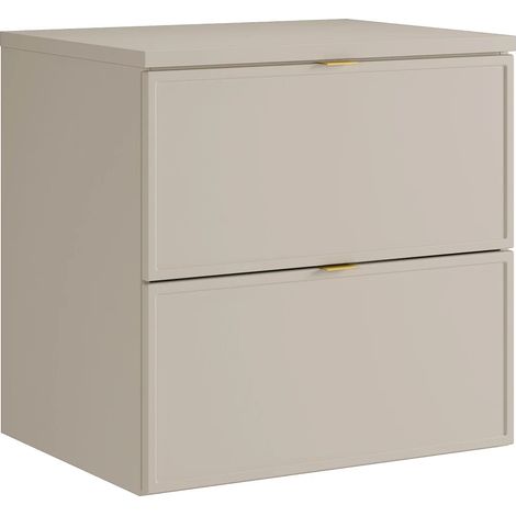 Mobile sotto lavabo sospeso con ripiano Beige 60 cm - ONDIL (1/4)