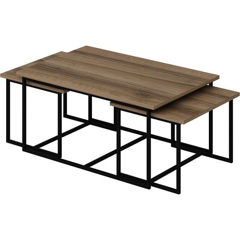 Set de 3 tables basses en métal et bois Levada (1/5)