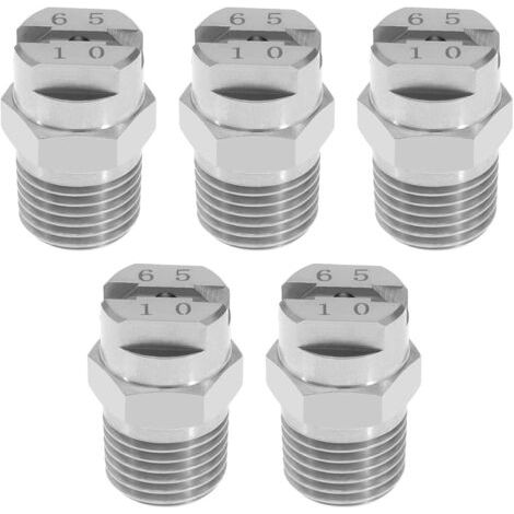 Lot de 5 buses en acier inoxydable â Angle de pulvĂ©risation 65° â Filetage 1/4 BSPT â Pour nettoyeurs haute pression (1/4)