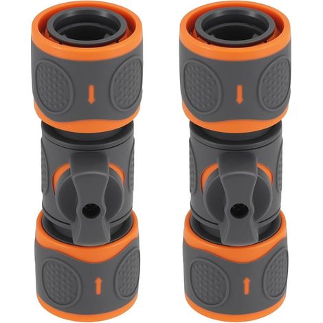Raccords de Tuyau D'arrosage, Lot de 2 Raccords avec Valve de Régulation, Connexion Étanche pour Tuyau 1/2 Pouce, Adaptateur Robinet Tuyau (1/5)