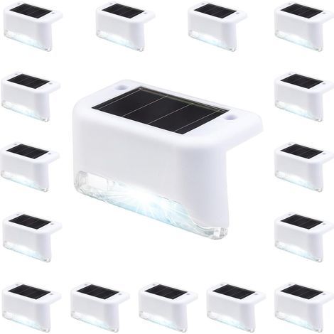 Set of 16 waterproof solar lights for fences, stairs, yards, patios and paths (white, white) (1/4)
