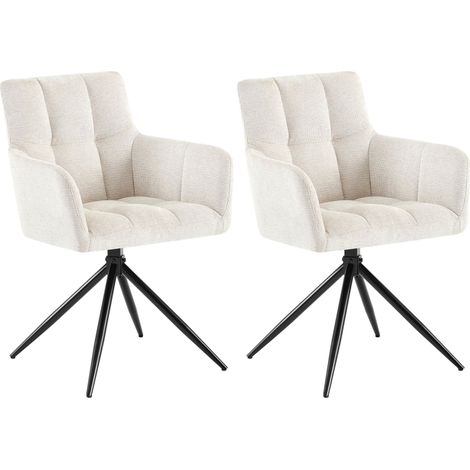 Juego de 2 sillas de comedor Jonah de tela color crema 100007817 (1/5)