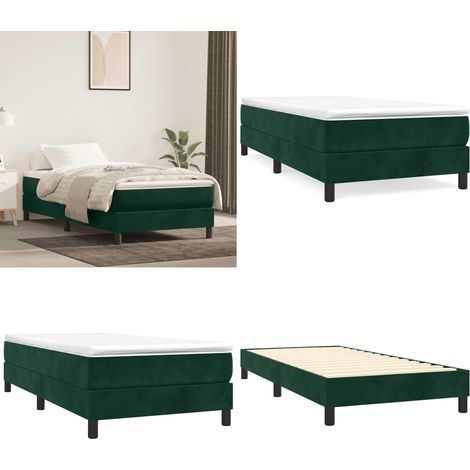 Bettgestell ohne Matratze Dunkelgrün 90x190 cm Samt - Samtbett - Doppelbett - Boxspringbetten - Schlafzimmermöbel - Dunkelgrünes Bett - Home & Living