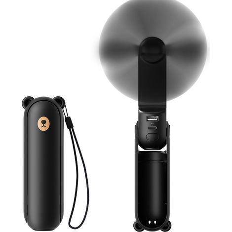 Mini ventilateur portable 3 en 1, batterie externe et lampe torche, 19 h d'autonomie, rechargeable par USB, format de poche, idéal pour les voyages, les croisières, les concerts, le maquillage, cadeau (1/5)