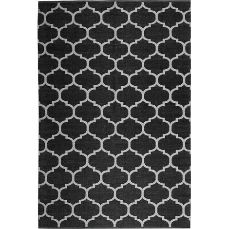 Outdoor Rug ALADANA Black/ White 140 x 200 cm Reversible