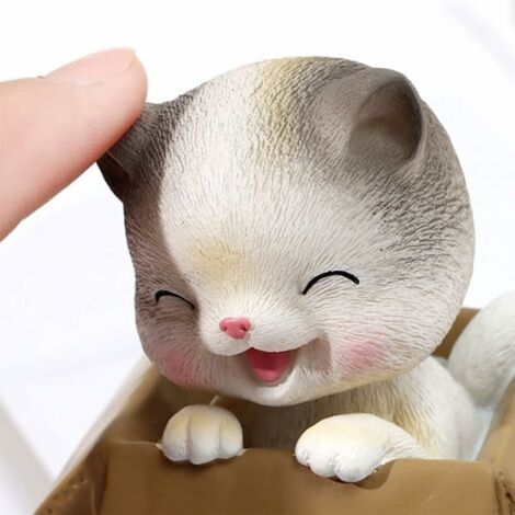 Figurine de chat pour voiture, déco de tableau de bord avec tête qui bouge et tremble, jouet et cadeau pour enfants (1/2)
