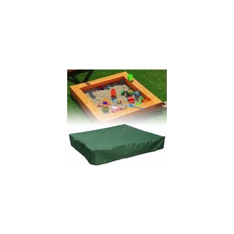 Bâche bac à Sable 120x120 cm Housse Protection Étanche UV Protection 70% pour bac à Sable Oxford avec Cordon de Serrage, Vert Bâche (1/4)