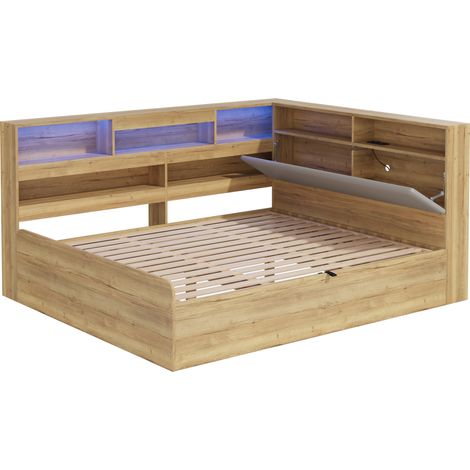 CAIziLit enfant/ado 140x200, rangement hydraulique, LED, USB-C, tête de lit (1/5)