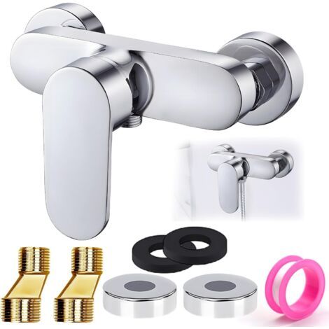FENOPLASTICAMitigeur De Douche Avec Sortie De Douche G1/2, Montage Mural, Mitigeur Monocommande, Pour HôTel, Salle De Bain, Argenté (1/5)