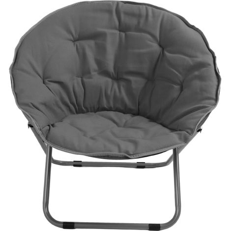 Fauteuil pliant rond oversize rembourré lune chaise molle stable portable pliable pour camping plage pique-nique (1/5)