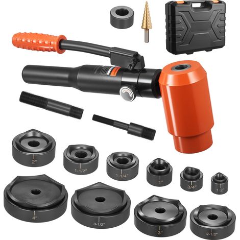 Mophorn Hydraulisches Ausbrechstanzen-Set, 15 t Lochwerkzeug, 12,7 bis 101,6 mm Stanzwerkzeug-Set, Lochherstellungsset mit 10 Matrizen für Metallschaltschränke und Verteilerkästen (1/5)