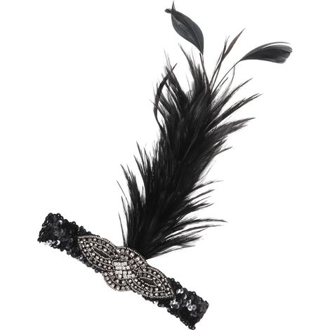 1920s Black Feather Headband, Elegant Women's Hair Accessory (1/5)