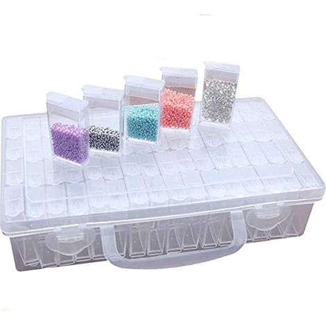 Boîte De Rangement Pour Diamond Painting - 64 Compartiments - En Plastique PP - 22,2 X 12,8 X 5,3 Cm - 399 G (1/5)