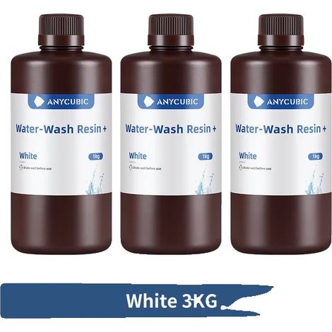 Resina per stampante 3D, a base vegetale, lavabile con acqua, colore bianco, 3 kg. (1/2)