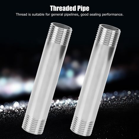 Lot de 2 raccords de tuyauterie filetés en acier inoxydable à diamètre égal, filetage mâle G3/4, rallonge de 10 cm (1/5)