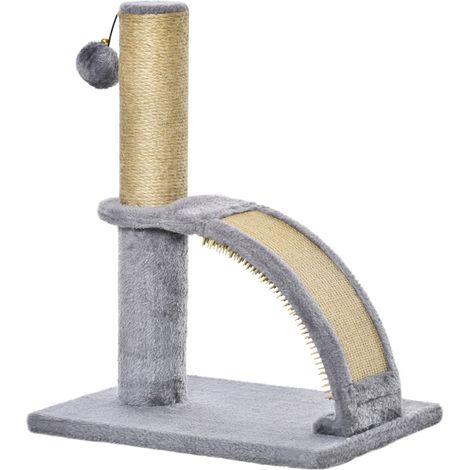Cat Tree for Indoor Cats Climbing Activity Center Kitten Tower Furniture Jute Post Scratching Massage Board Hanging Ball Bell 34 x 24 x 43cm Grey (1/5)