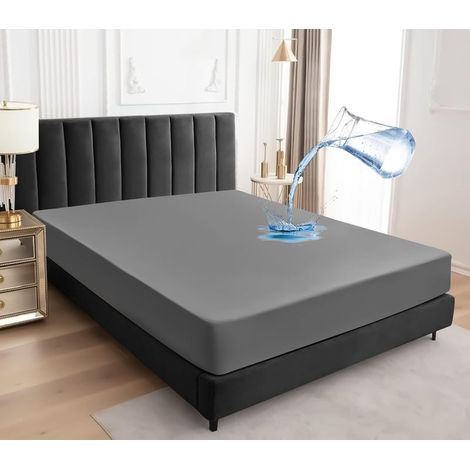 Coprimaterasso impermeabile 120x200 cm, coprimaterasso traspirante di alta qualità, coprimaterasso fonoassorbente, lenzuolo con angoli impermeabile (grigio) (1/5)