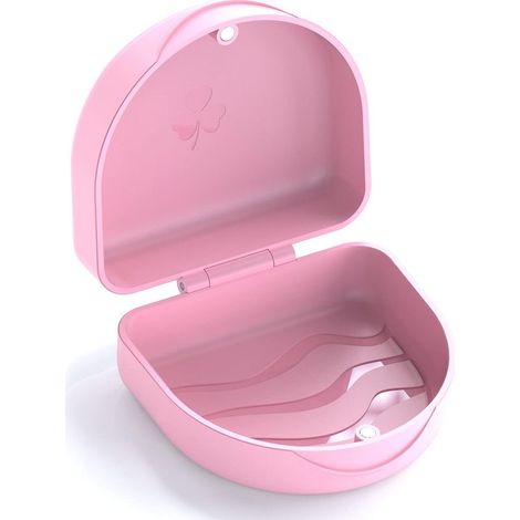 Box per le parentesi graffe, casella di chiusura, scatola per le parentesi graffe, scatola di immagazzinaggio per gli apparecchi dentali o protesi, 1 scatola KFO (rosa). (1/5)