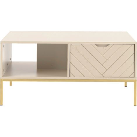 Couchtisch 104 cm breit in Beige mit gefräster Front ANGERA-140 (1/5)