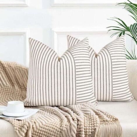 Lot de 2 housses de coussin 45x45cm Housses de coussin déco Boho gris