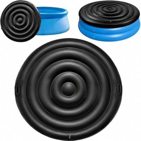 Couverture Thermique pour Bains à remous Ronde et Gonflable avec poignées, Couvercle de Spa Gonflable, Couvercle de Bain à Remous économe en énergie (Noir, 165CM) (1/5)