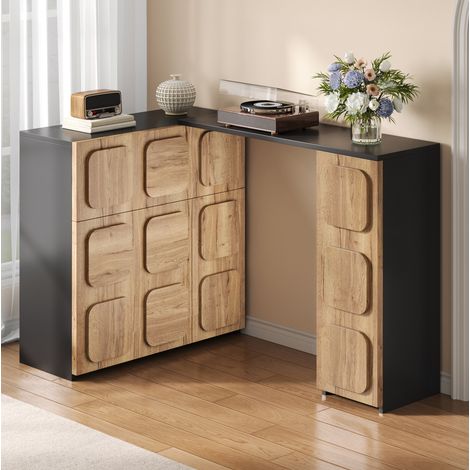 Credenza modulare 107.5x35x83.5 cm, spazio contenitivo flessibile, push to open, effetto legno, legno ingegnerizzato naturale (1/5)