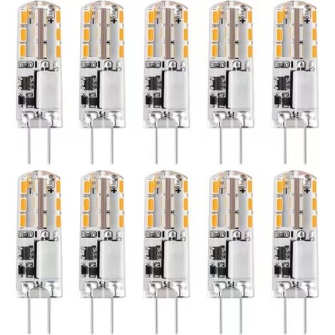 10 G4-LEDs, 12 V AC/DC, warmweißes Licht 3000 K, 2 W, dimmbar
