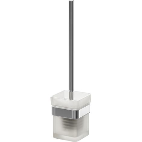 Wholesale Domestic Taurus Polished Chrome and Frosted Glass Wall Mounted Toilet Brush and Holder (1/5)