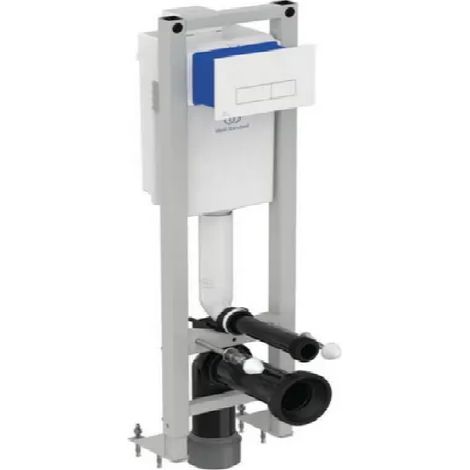 Ideal Standard – Bâti support WC suspendu autoportant – Double chasse 4/3L – Plaque blanche – Installation facile avec supports EasyFix (1/2)