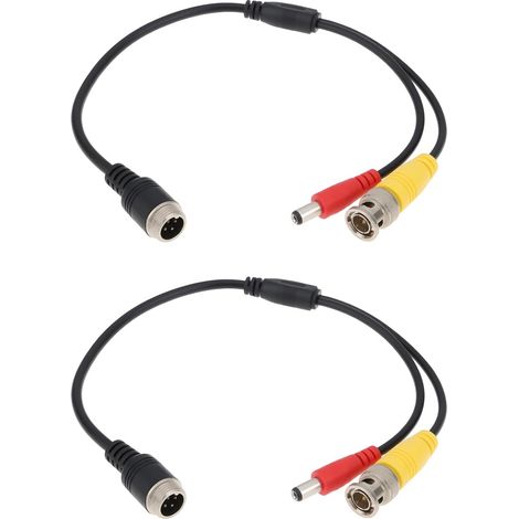 câbles adaptateur vidéo 4 broches tête d'aviation vers BNC + DC mâle (1/5)
