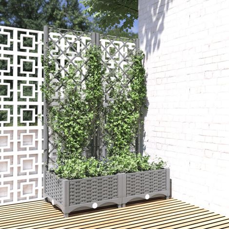 Bac à fleurs,Jardinière avec treillis Gris clair 80x40x121,5 cm PP -13083 (1/5)